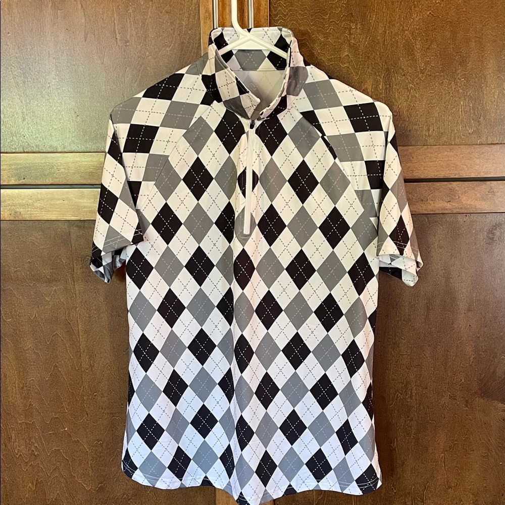 Stylish Black and White Argyle Women’s Golf Shirt